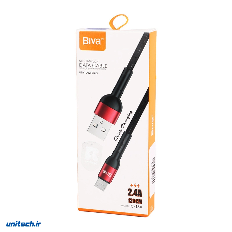 کابل میکرو یو اس بی فست شارژ 2.4 آمپر بیوا C15V طول 1.2 متر1